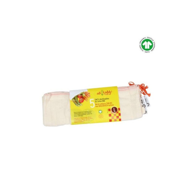Sacs à vrac coton  Taille L Lot de 5