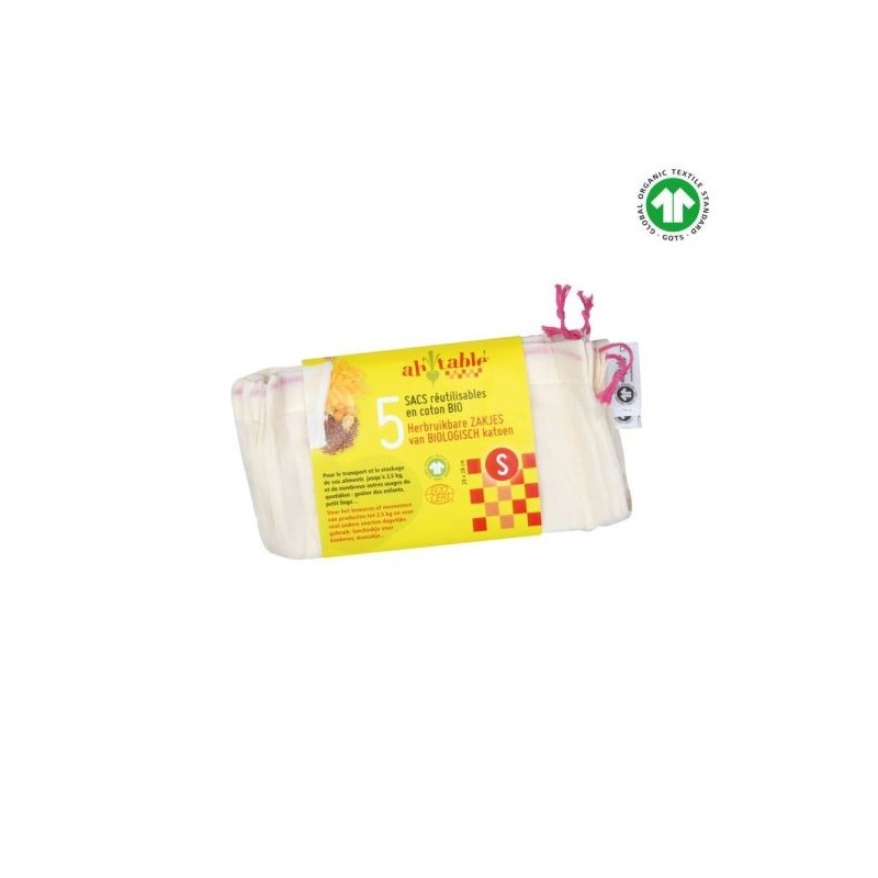 Sacs à vrac coton  Taille XS Lot de 5