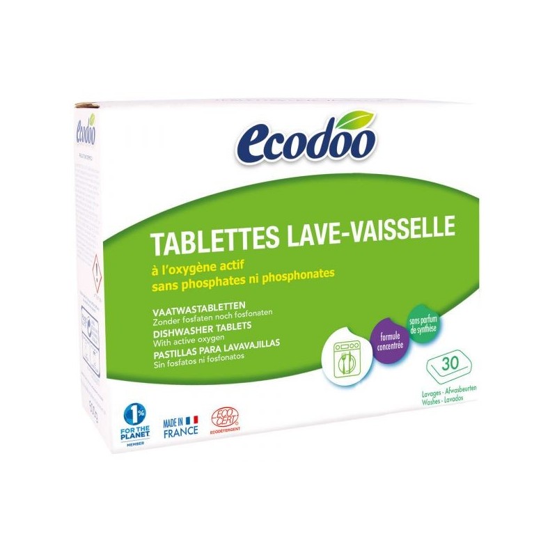 Tablettes lave-vaisselle 30 lavages Ecocert 600 g