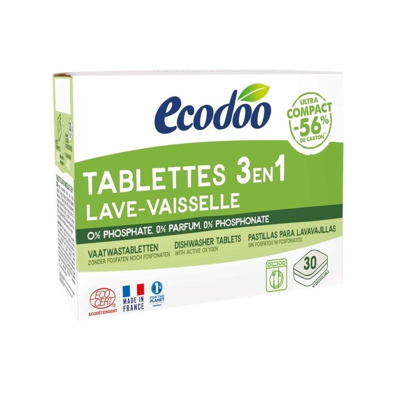 Tablettes lave-vaisselle 3en1 compact Ecocert 30 tablettes
