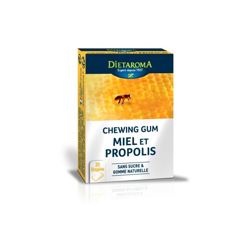 Chewing gum miel & propolis sans sucre 20 dragées