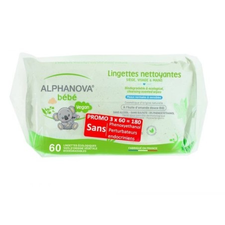 Lot 3 packs lingettes épaisses à l'huile d'amande douce dégradables