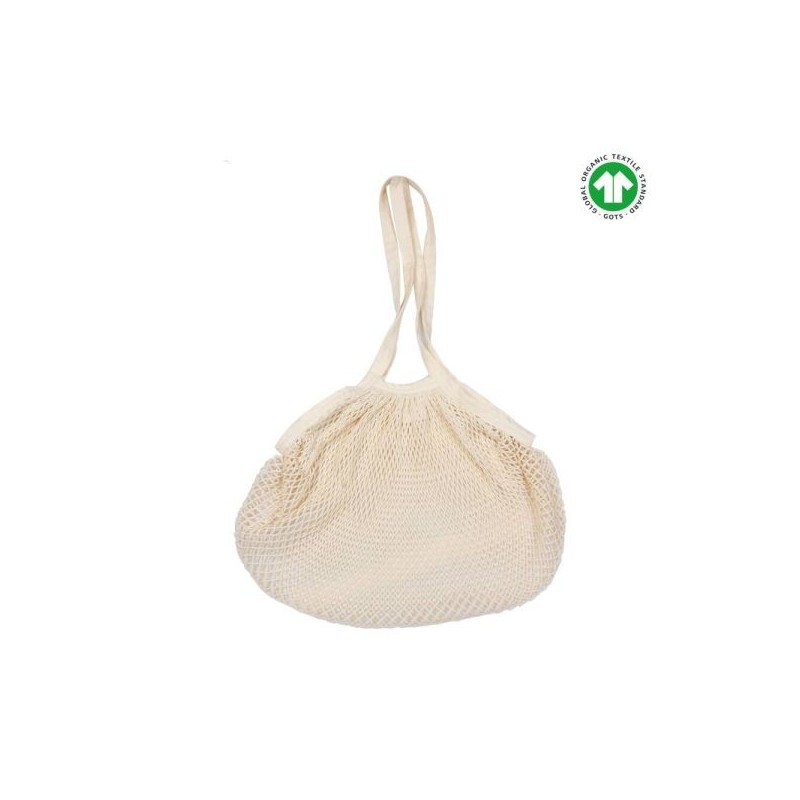 Sac filet à provisions coton  Ecru anses longues