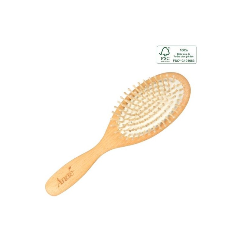 Brosse cheveux Plate Bois et picots bois