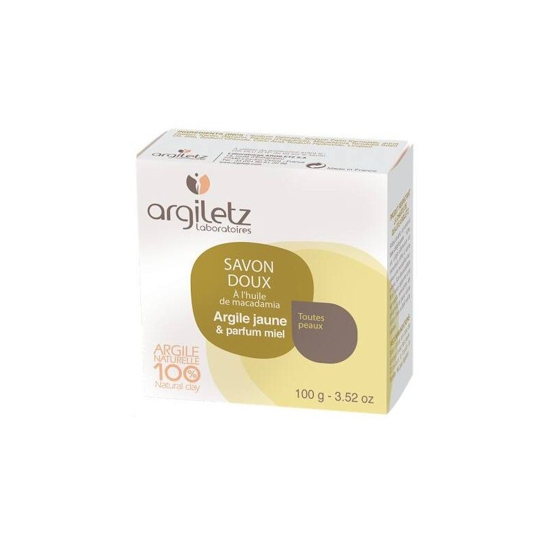 Savon Doux et apaisant argile jaune parfum Miel 100 g