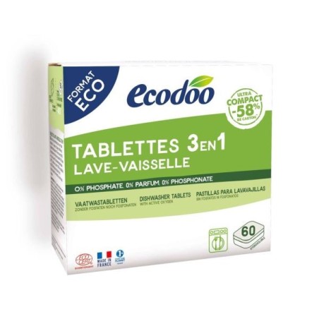Tablettes lave-vaisselle 3en1 format XL Ecocert 60 tablettes
