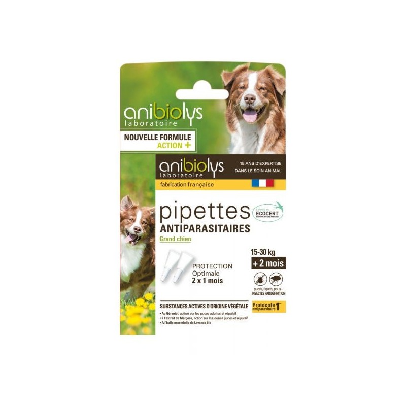 Pipettes antiparasitaires grand chien Ecocert 2 pipettes