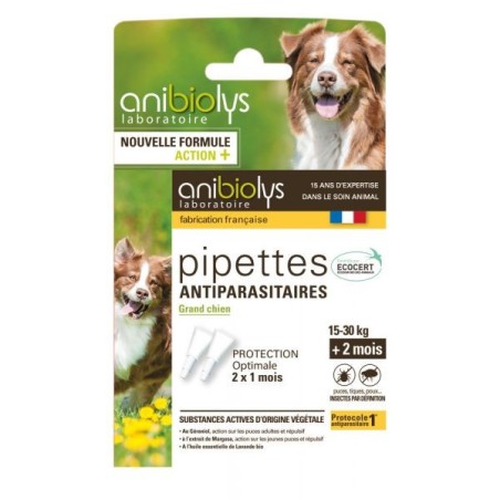 Pipettes antiparasitaires grand chien Ecocert 2 pipettes