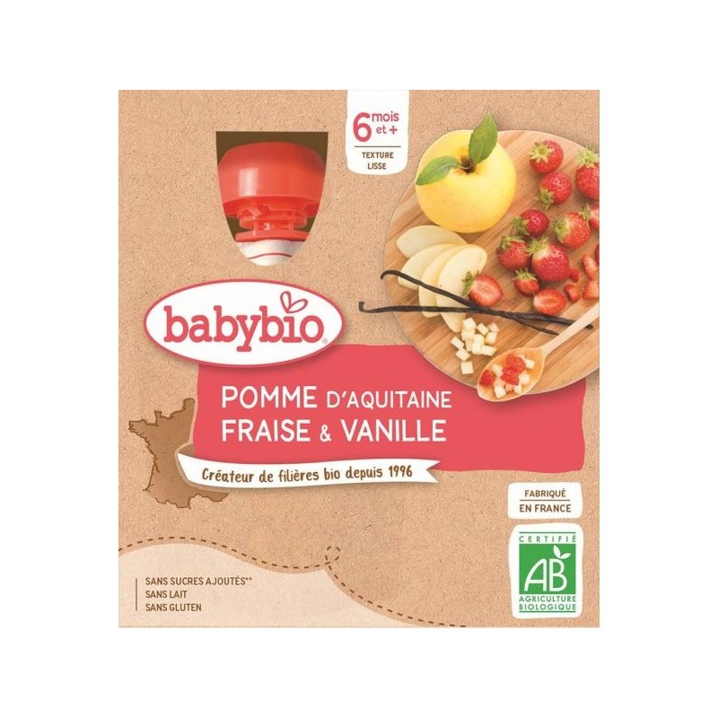 Pomme Fraise Vanille Pack de 4 x 90 g