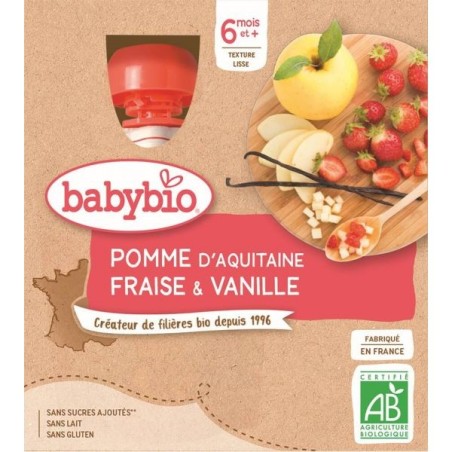 Pomme Fraise Vanille Pack de 4 x 90 g