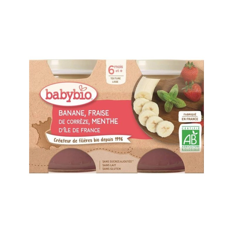 Banane Fraise Menthe Lot de 2 pots de 130 g