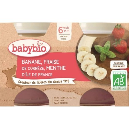 Banane Fraise Menthe Lot de 2 pots de 130 g