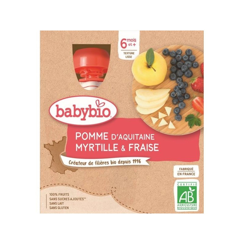 Pomme Myrtille Fraise Pack de 4 x 90 g