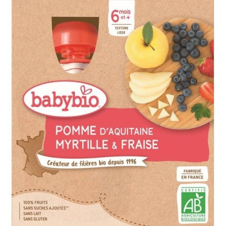 Pomme Myrtille Fraise Pack de 4 x 90 g