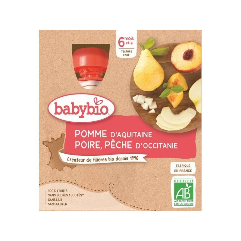 Pomme Poire Pêche Pack de 4 x 90 g