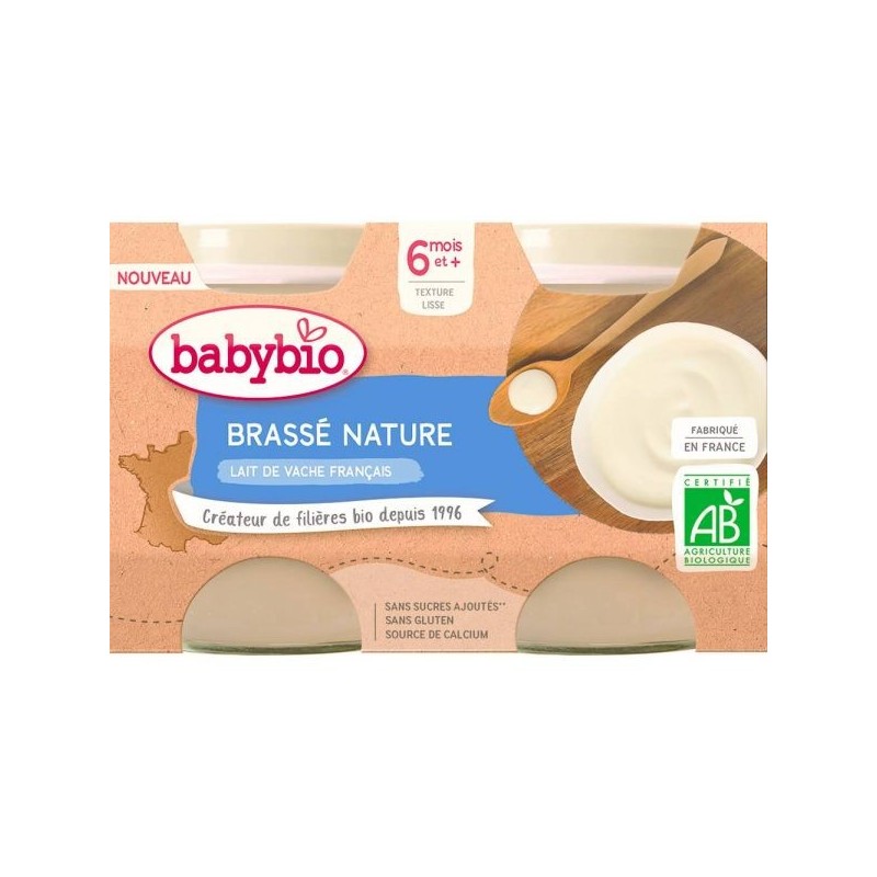 Brassé au Lait de Vache Nature Lot de 2 pots de 130 g