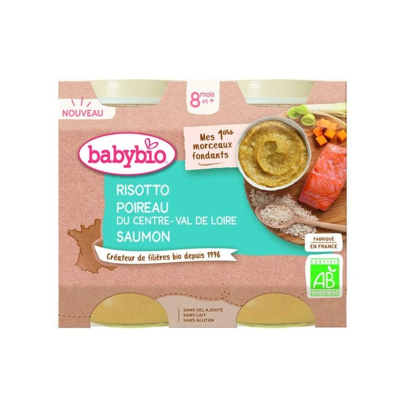 Petits pots Risotto Poireau - Saumon Lot de 2 pots de 200 g