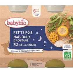 Bonne Nuit Petits pois Maïs doux Riz Lot de 2 pots de 200 g