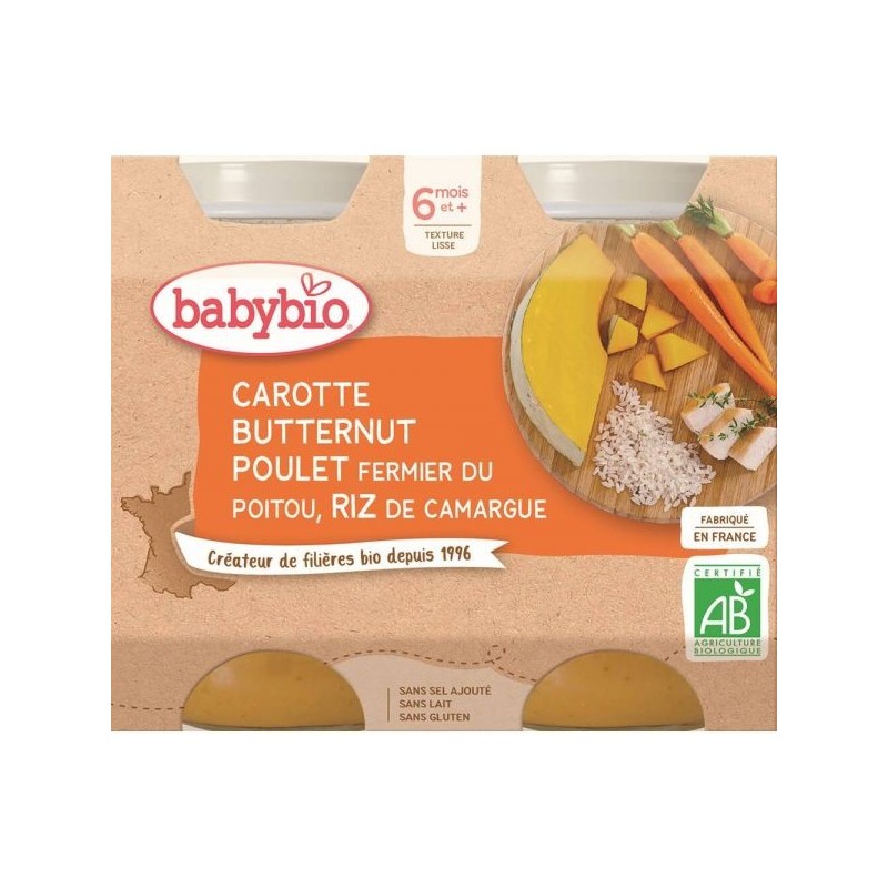 Menu Carotte Butternut Poulet fermier Riz