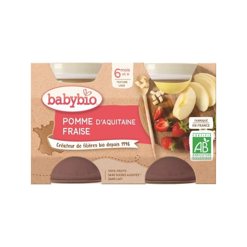Pomme Fraise Lot de 2 pots de 130 g