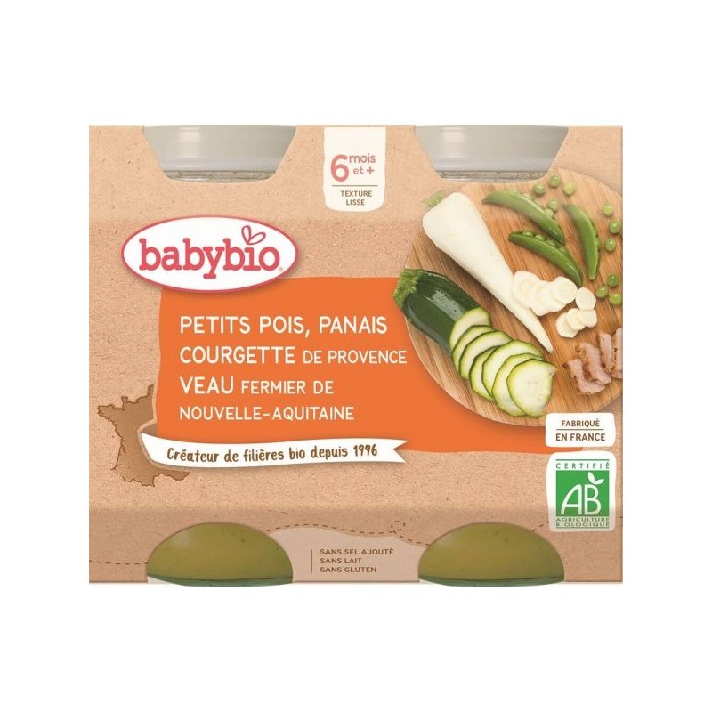 Menu Petits pois Panais Courgette & Veau fermier