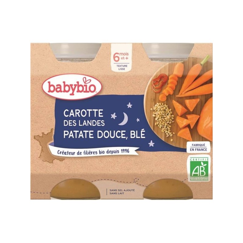 Bonne Nuit Carotte Patate douce Blé Lot de 2 pots de 200 g