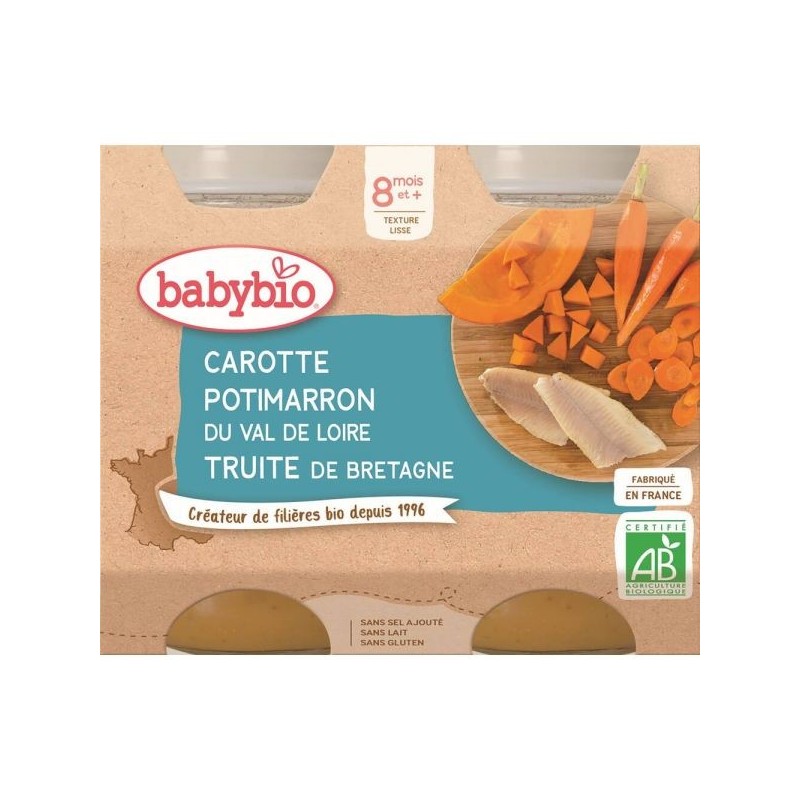 Menu Carotte Potimarron Truite Lot de 2 pots de 200 g