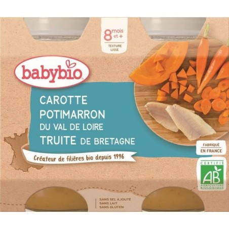 Menu Carotte Potimarron Truite Lot de 2 pots de 200 g