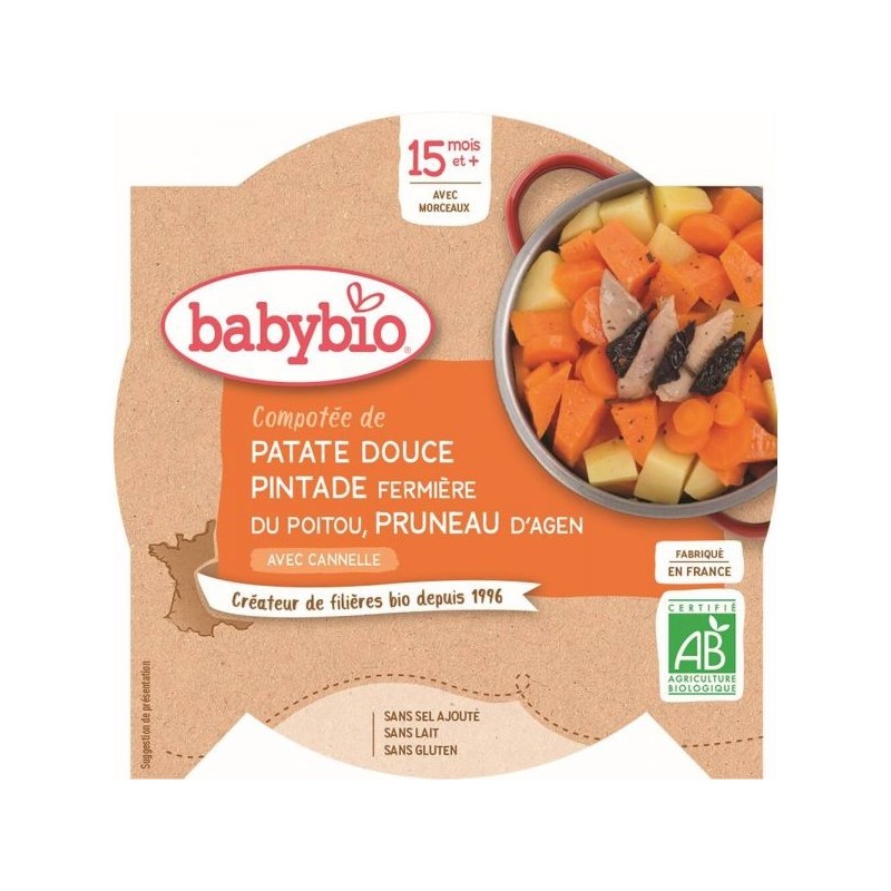 Menu Patate Douce Pintade fermière Pruneaux à la Cannelle