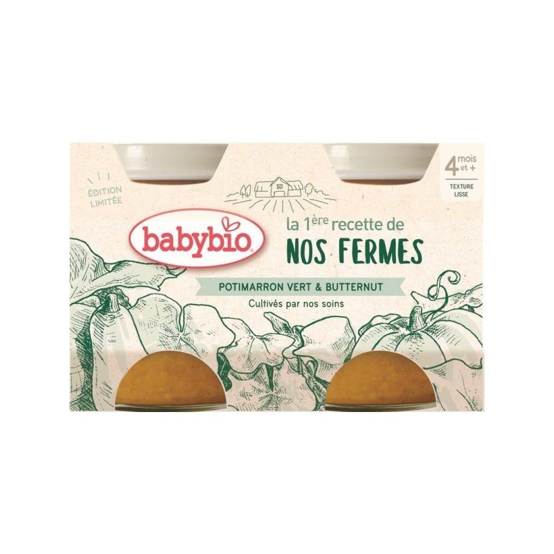 Potimarron vert Courge Butternut Lot de 2 pots de 130 g