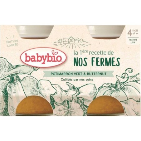 Potimarron vert Courge Butternut Lot de 2 pots de 130 g