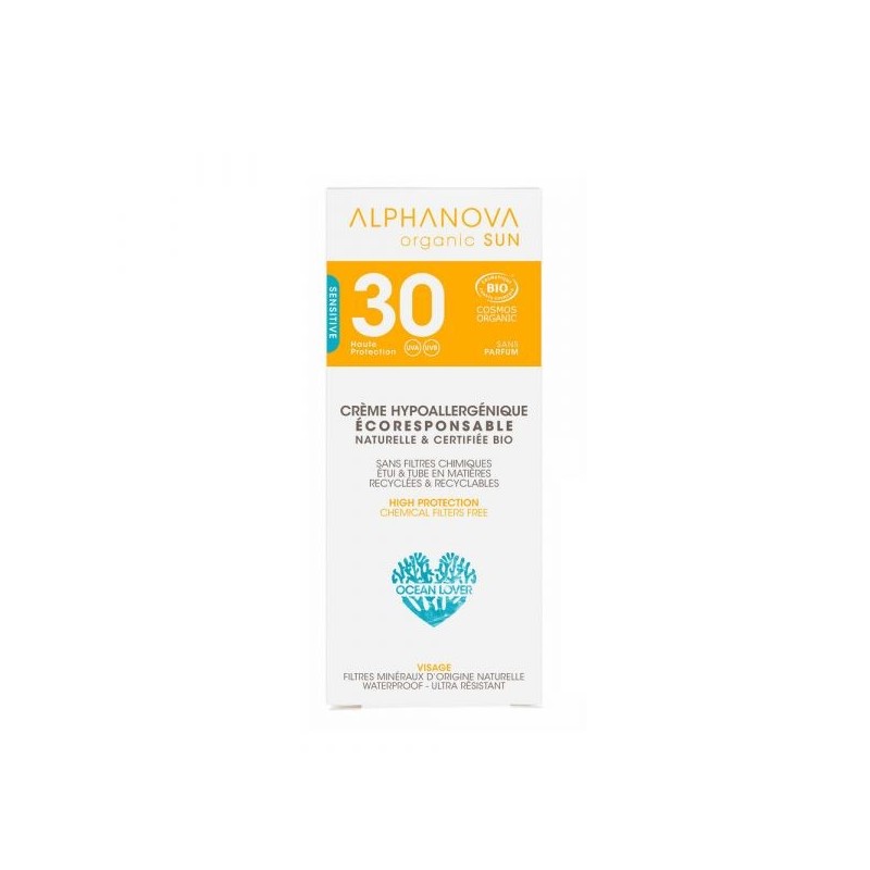 Sun SPF 30 visage hypoallergénique sans parfum Tube 50 g