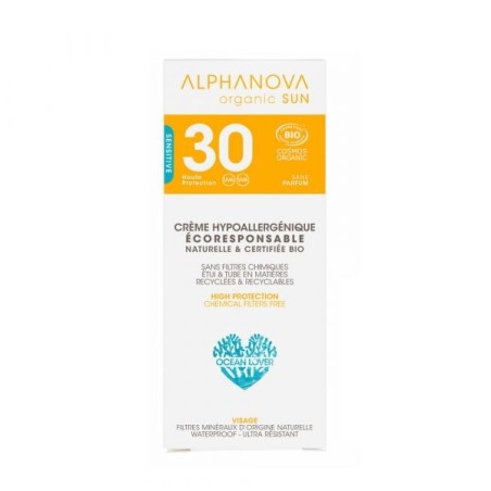 Sun SPF 30 visage hypoallergénique sans parfum Tube 50 g
