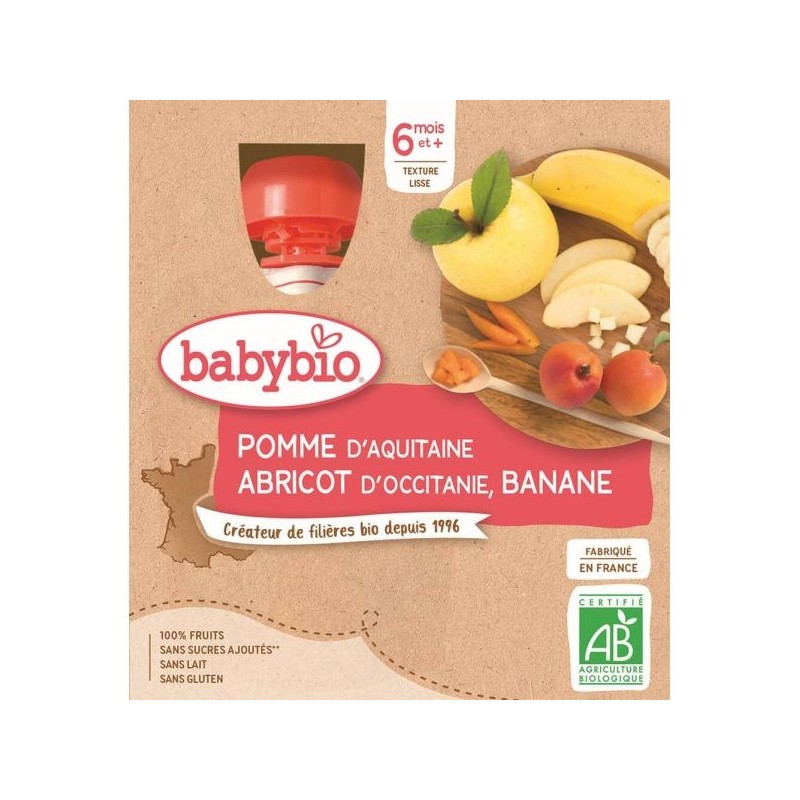Pomme Abricot Banane Pack de 4 x 90 g
