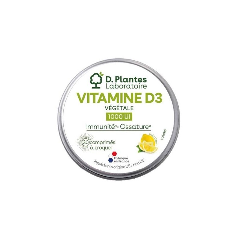 Vitamine D3 1000 UI Végétale 30 comprimés à croquer