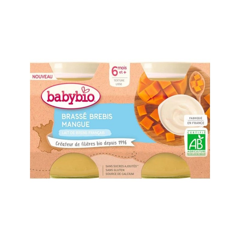 Brassé au Lait de Brebis Mangue Lot de 2 pots de 130 g