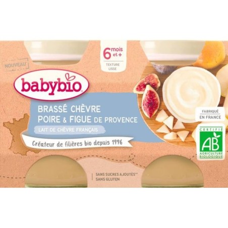 Brassé au Lait de Chèvre Poire Figue Lot de 2 pots de 130 g