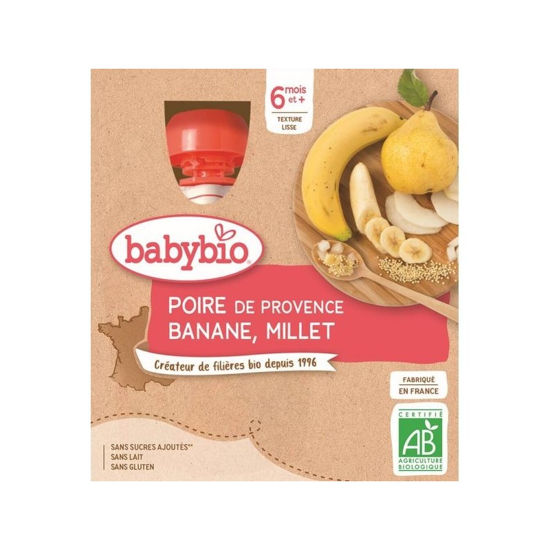 Poire Banane Millet Pack de 4 x 90 g