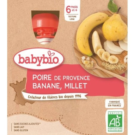 Poire Banane Millet Pack de 4 x 90 g
