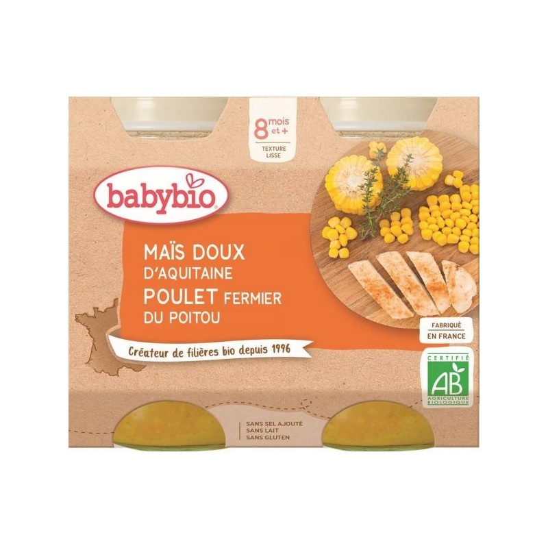 Menu Maïs doux & Poulet fermier Lot de 2 pots de 200 g