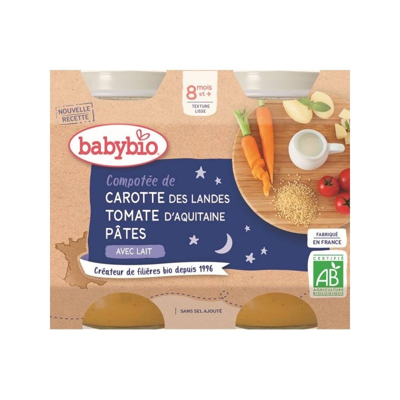 Bonne Nuit Carotte Tomate Pâtes Lot de 2 pots de 200 g