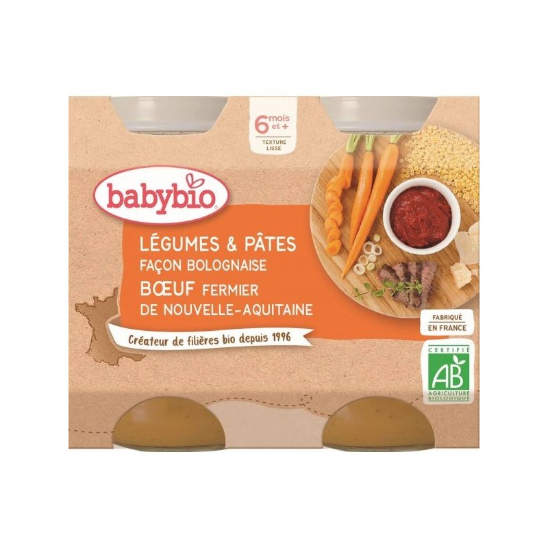 Menu Légumes & Pâtes façon bolognaise au Boeuf fermier