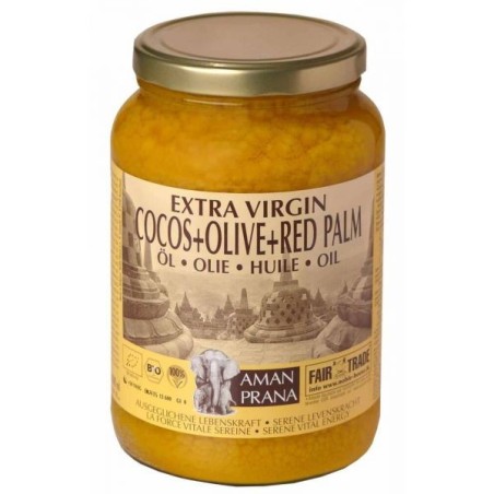 Huile extra vierge coco + olive + palme rouge Pot 325 ml