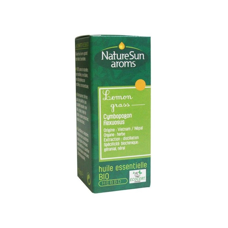 Huile essentielle Lemongrass bio 5 ml pour digestion et répulsif insectes