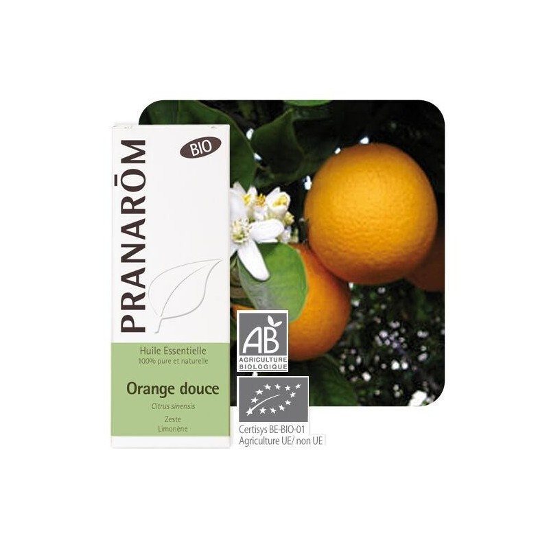 Huile essentielle bio Orange douce Pranarôm 10 ml pour relaxation