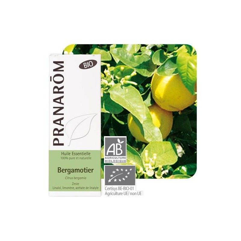 Bergamote bio Pranarôm 5 ml - Huile essentielle apaisante et relaxante pour le bien-être et la beauté de la peau.