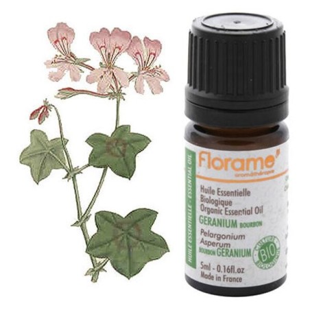 Géranium bourbon bio de Florame - huile essentielle 100% pure pour bien-être et beauté