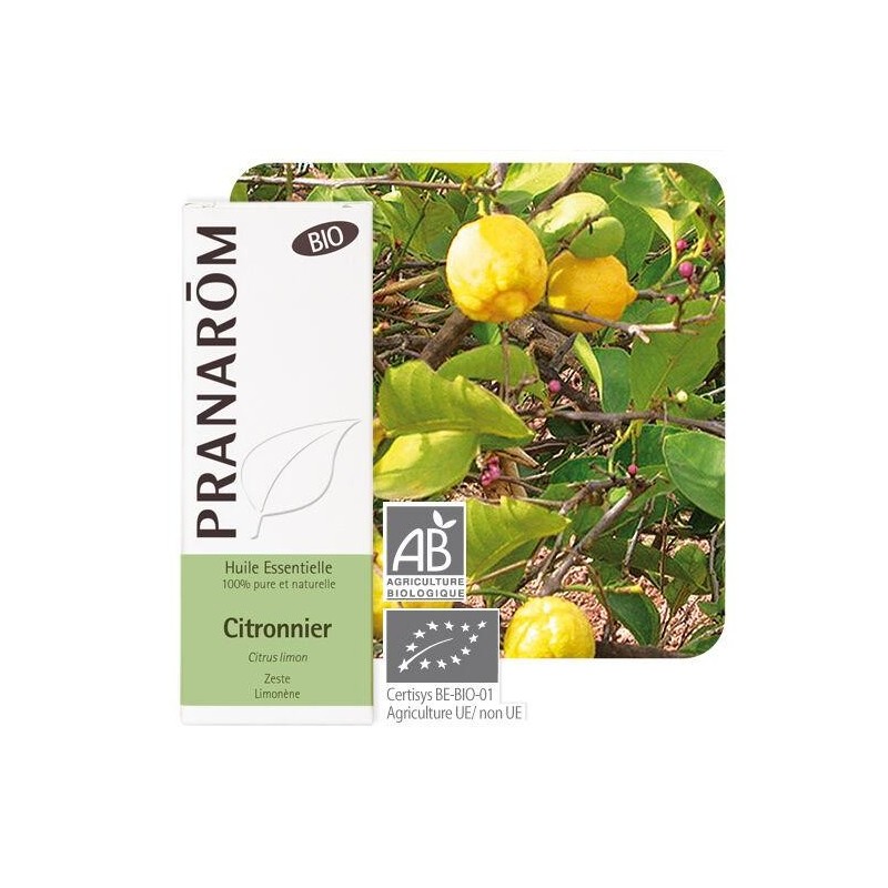 Huile essentielle Citronnier Zeste Bio Pranarôm 10 ml