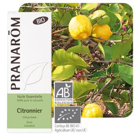 Huile essentielle Citronnier Zeste Bio Pranarôm 10 ml
