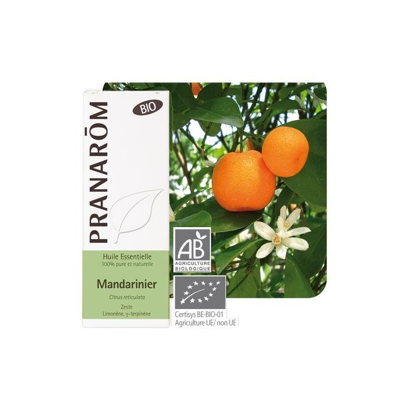 Huile essentielle Mandarinier zeste bio Pranarôm 10 ml pour relaxation et sommeil